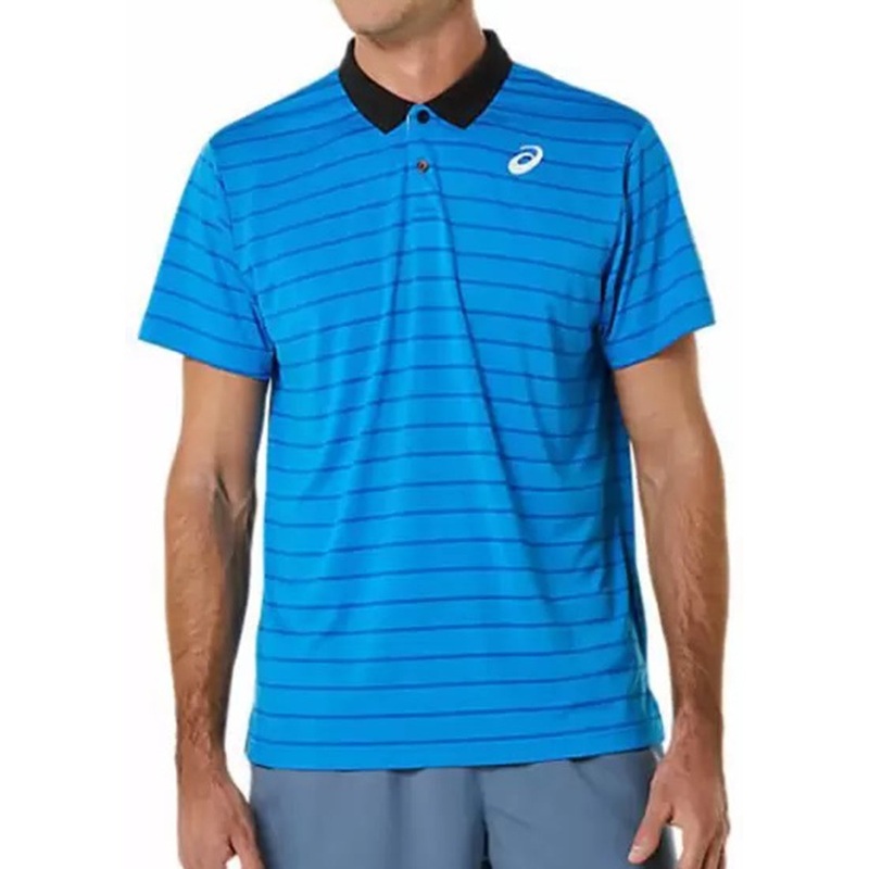 MEN COURT STRIPE POLO-SHIRT DIRECTOIRE BLUE