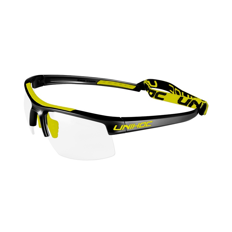Unihoc Innebandyglasgon ENERGY Barn Black/Neon Yellow