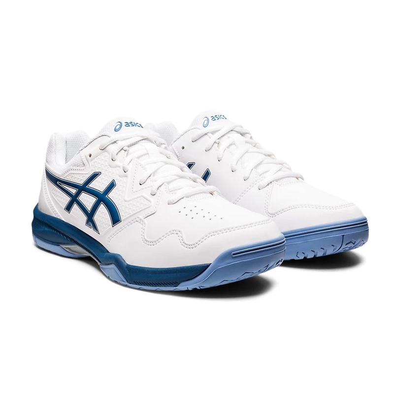 Asics Gel-Dedicate 7 Hard Court Men’s Tennis Shoes (White-Light Indigo)
