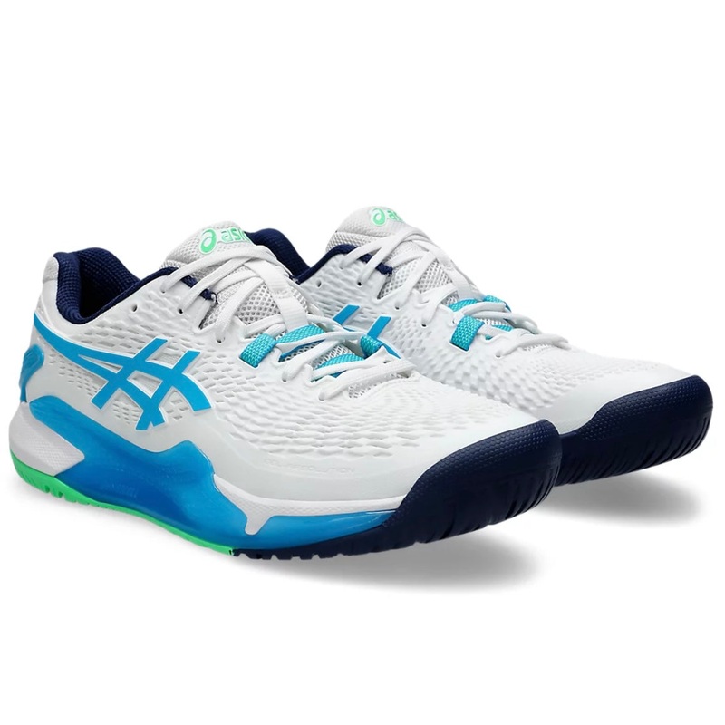 Asics Gel-Resolution 9 Men’s Tennis Shoes (White-Digital Aqua)