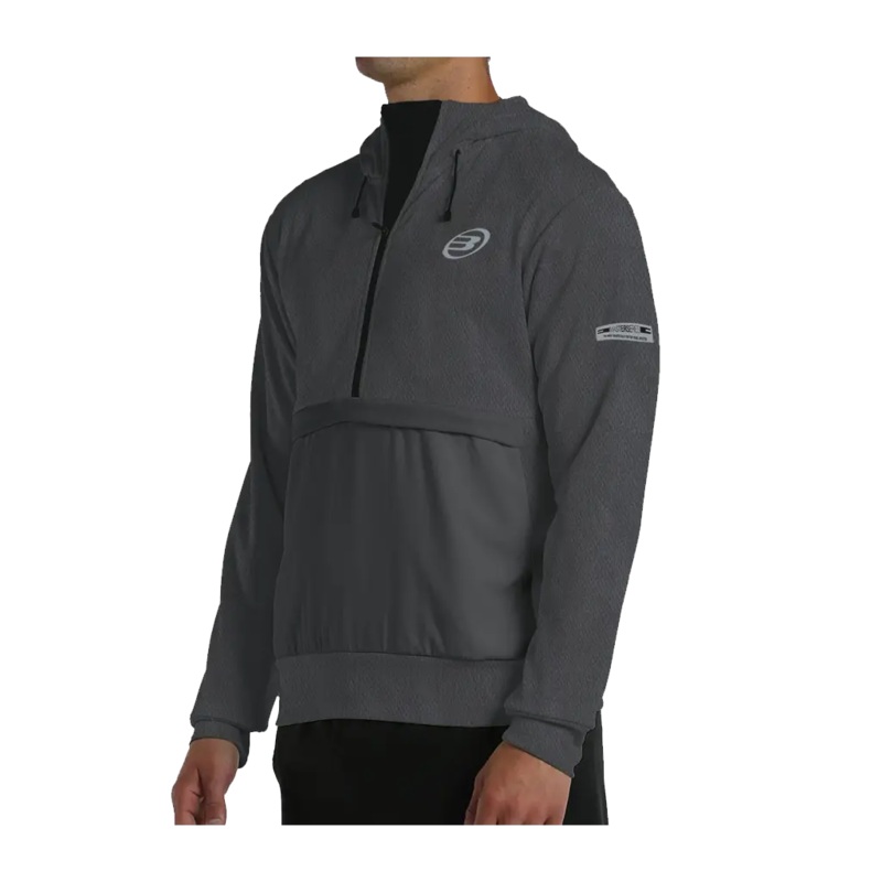Bullpadel – Sweat  capuche Grafo zipp Charbon/Noir