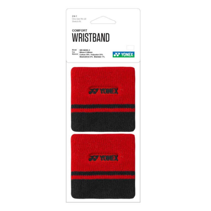 Yonex 8cm Comfort Wristband (a pair) (Red-black)