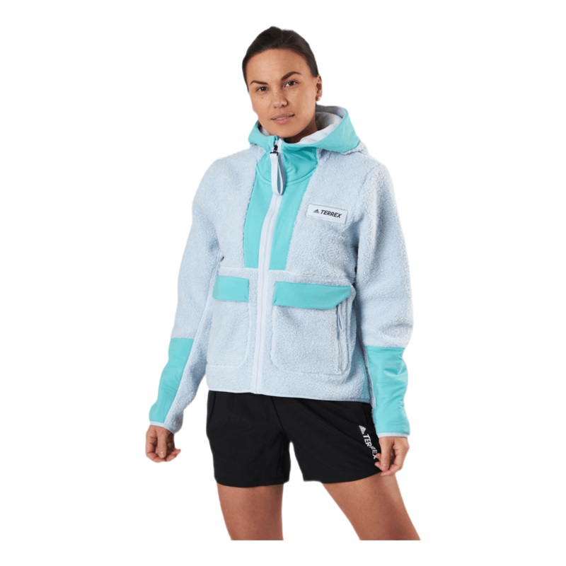 W Terrex Sherpa Fullzip Fleece Acid Mint / Halo Blue