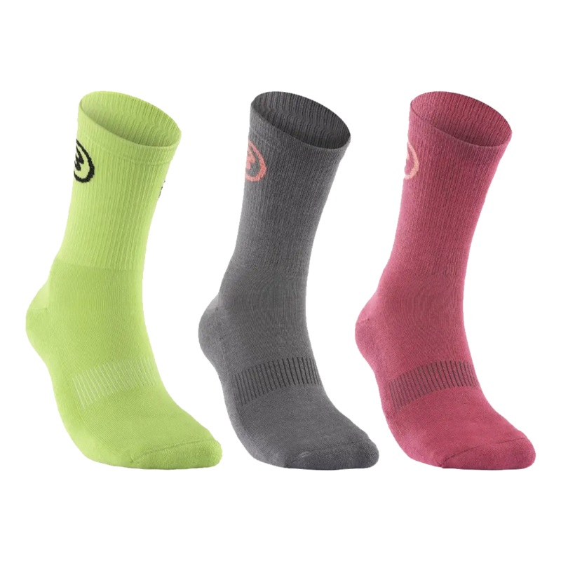 Bullpadel – Chaussettes de padel Tri-pack Jaune Gris Rouge (3 paires)