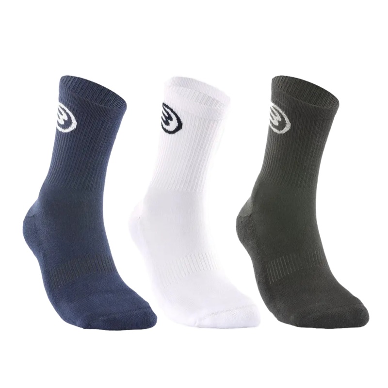 Bullpadel – Chaussettes de padel Tripack Blanc-Noir-Bleu (3 paires)