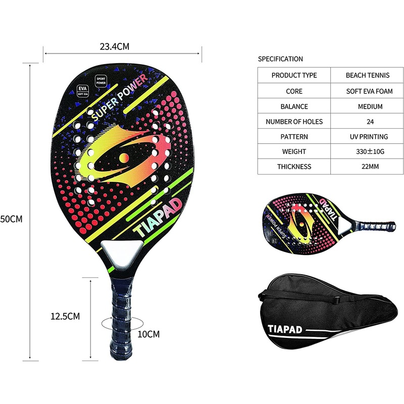 Adult Professional Full Carbon Beach Tennis Paddle Racket Soft EVA Face Raqueta with Bag Equipment Padel