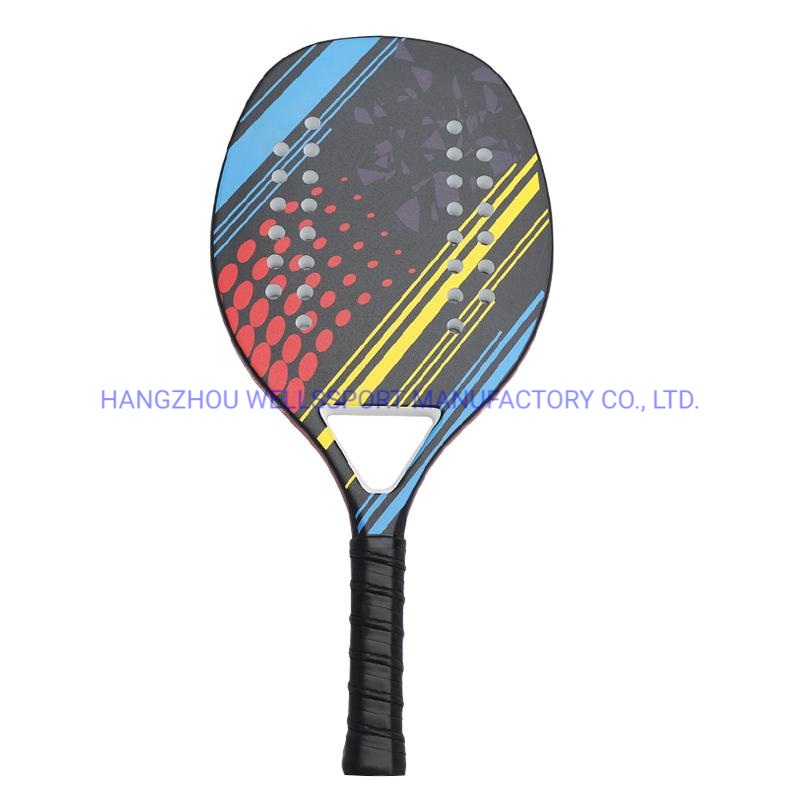 Beach Tennis Racket Carbon Sand Grit Surface Racquet Paddle 30 Holes Professional Padel with Cover Bag