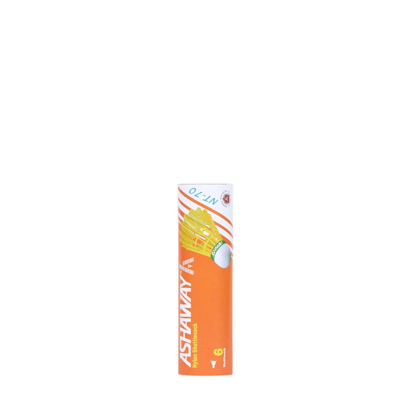 Ashaway Nylon Shuttle NT-70 (White, Yellow) (1 tube of 6)