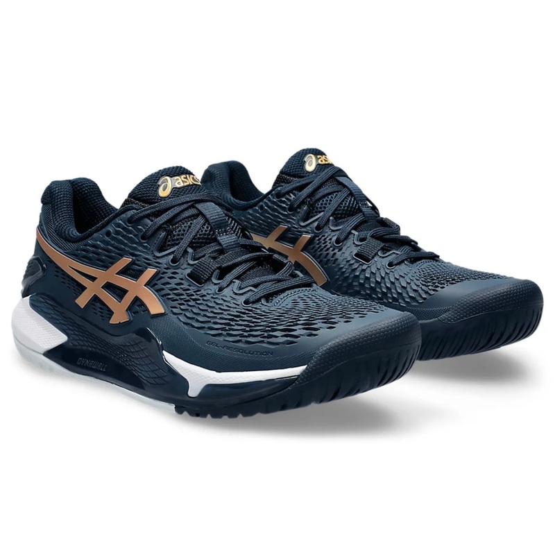 Asics Gel-Resolution 9 Women’s Tennis Shoes (French Blue-Pure Gold)