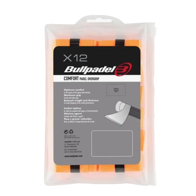 Bullpadel – Pack x12 surgrips Comfort Orange