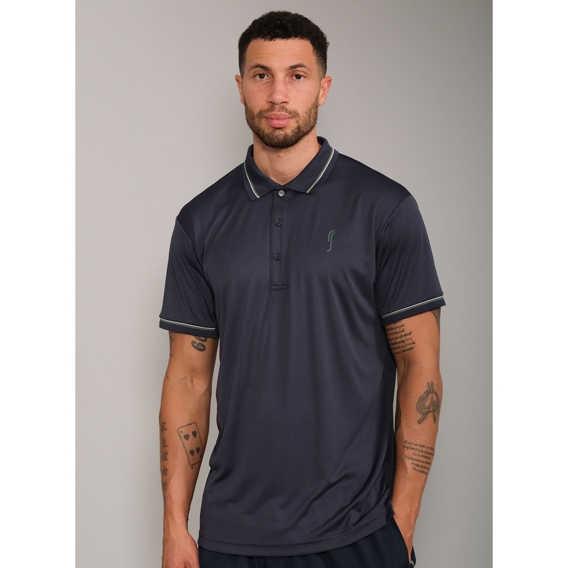 Men’s Performance Court Polo – Striped Collar