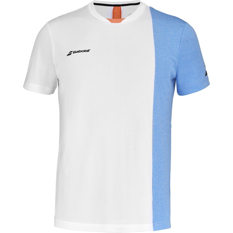 Babolat Play Crew Mens Padel T-Shirt – White / Blue Heather