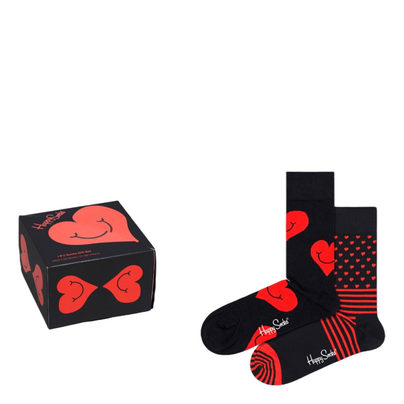 2-pack I Heart You Socks Gift  Black/multi