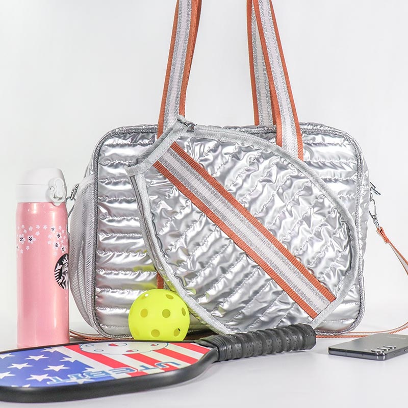 Pickleball Bag Women Tote Bag Down Fabric Material Padel Racket Tennis Ball Bag Removable Front Pocket