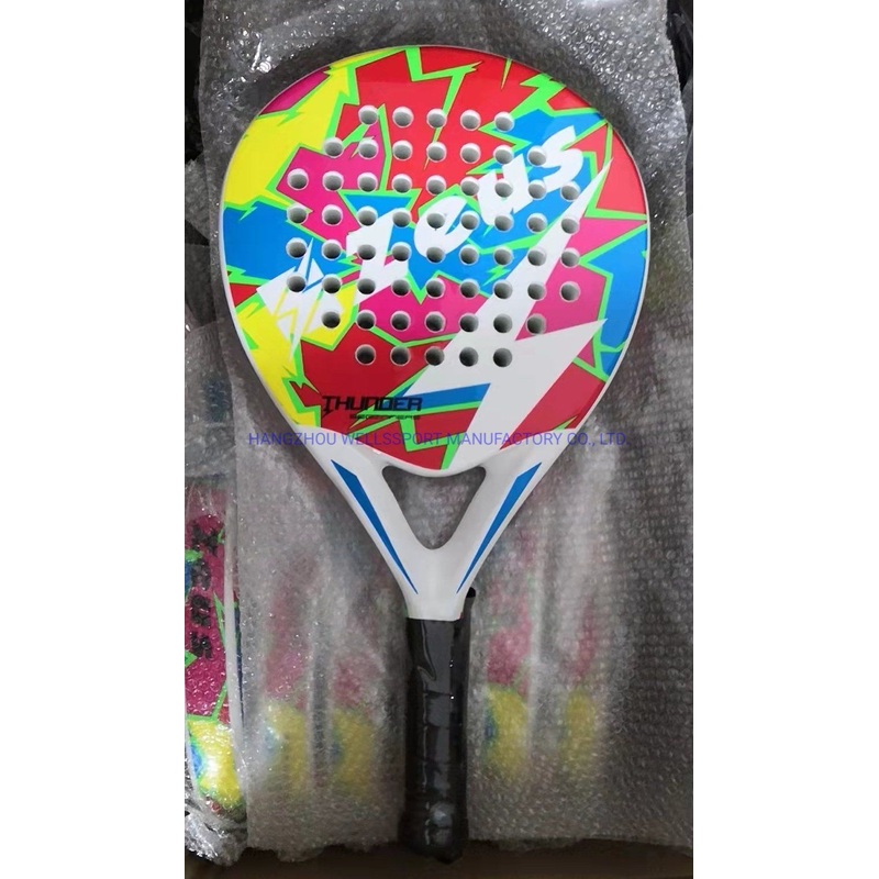 Custom Full Carbon Sports Equipment 38mm 3K 12K 18K Carbon Soft EVA Customized Padel Racket