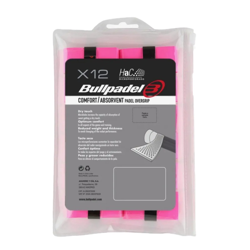 Bullpadel – Pack x12 surgrips Comfort Micro-perfors Rose