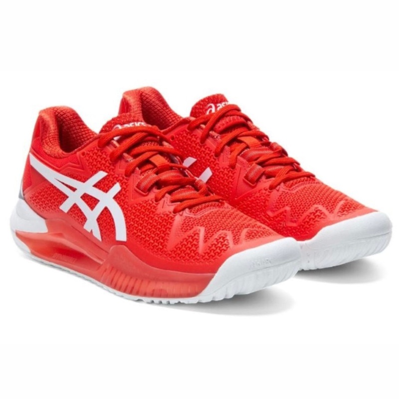 Asics Gel-Resolution 8 Womens Tennis Shoes (Red-White)