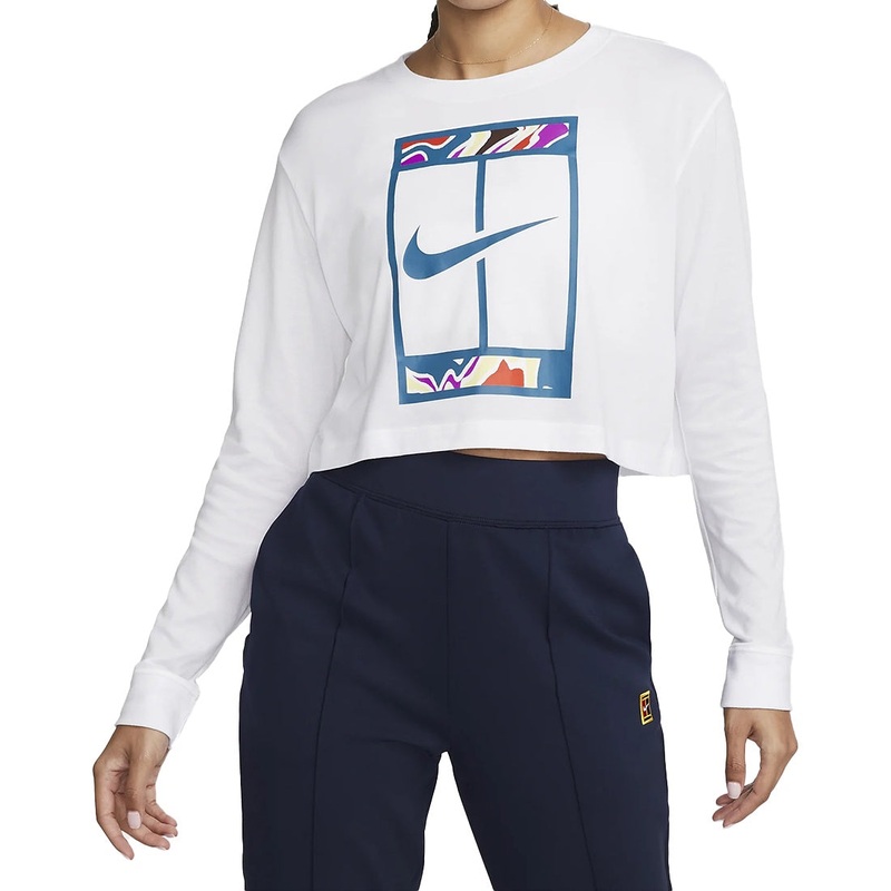 W NKCT DF TEE LS SLAM CROP WHT