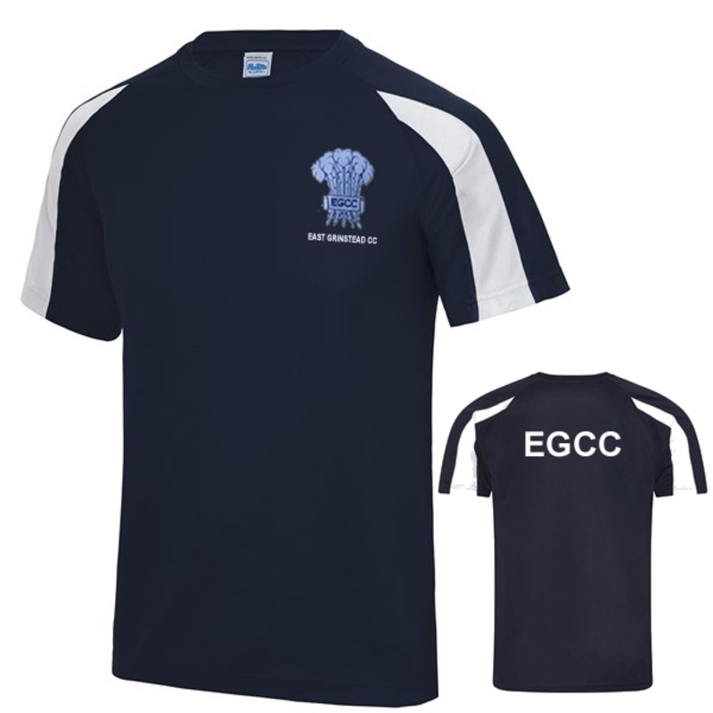 EGCC Junior Training Cool Tee|Age 3/4|Age 5/6|Age 7/8|Age 9/11|Age 12/13|S|M|L|Navy White