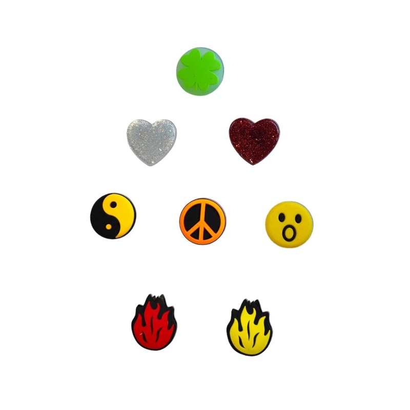 Wilson Antivibradores|Peace|Yellow Fire|Yin jang|Red Fire|Face|Red Heart|White Heart|Clover