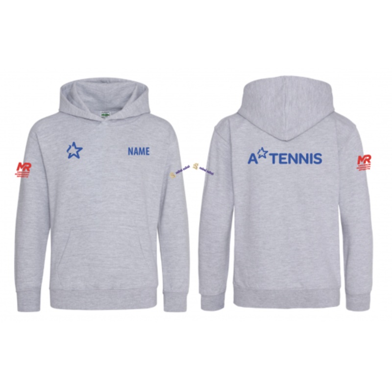 A Star Tennis Hoodie Junior|3/4|5/6|7/8|9/11|12/13|Heather Grey
