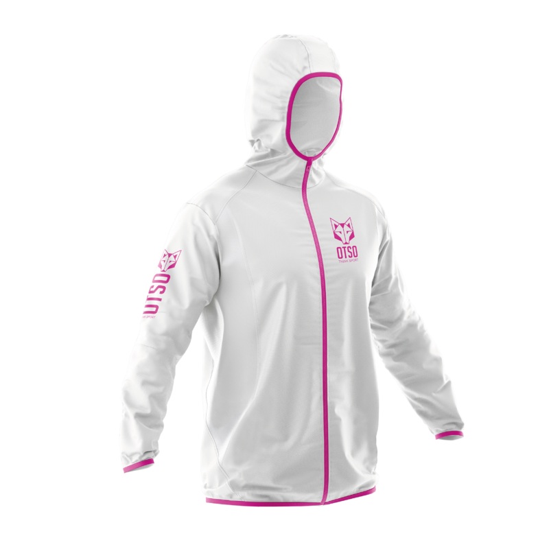 Waterproof Jacket – White & Fluo Pink