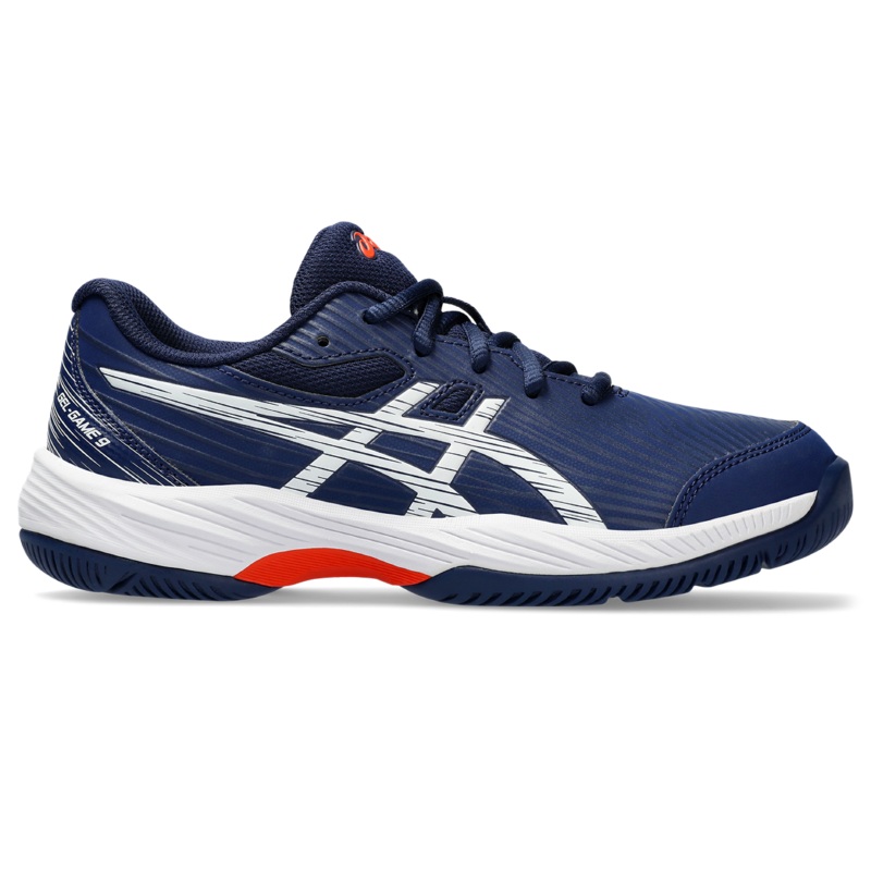 Asics Junior Gel Game 9 Tennis Shoes Blue Expanse White